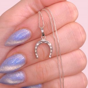 Conjunto Cadena Veneziana Fina y Dije Herradura 18mm de Plata 925